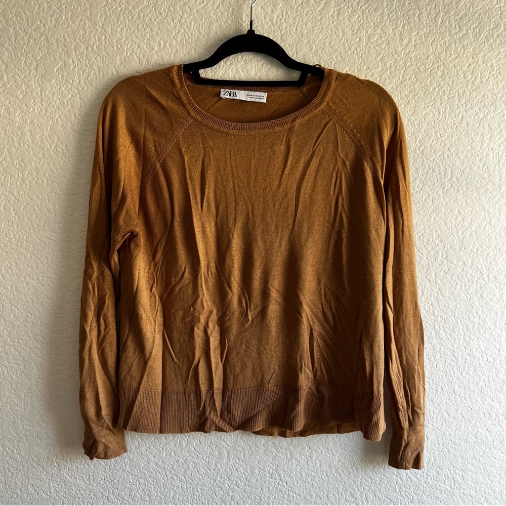 Zara Dark Tan Lightweight Sweater/Longsleeve